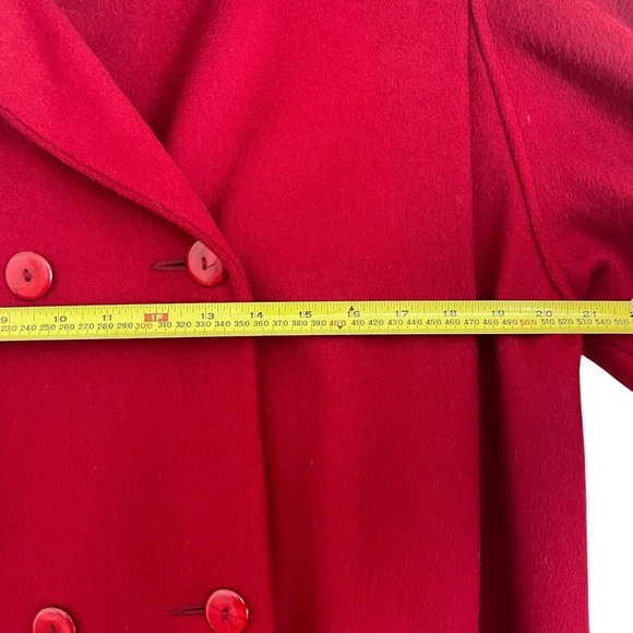 Vintage Alorna Wool Coat – Bold Red Double-Breasted Mid-Length Made in USA large - Picture 10 of 14